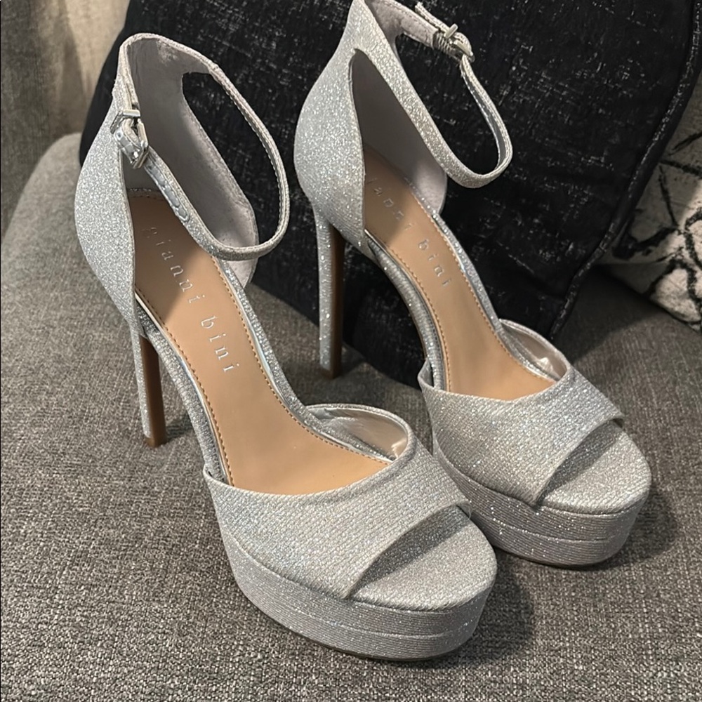 Silver Metallic Platform Stiletto Heels